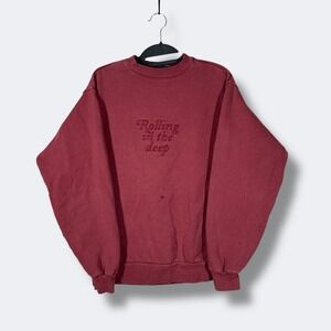 Adele Rolling in the Deep Heavyweight Sweatshirt Womens S Red Embroidered Music